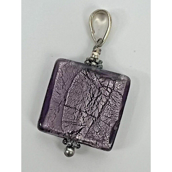 Unbranded Jewelry - Purple Glass Rectangle Pendant 925 sterling silver